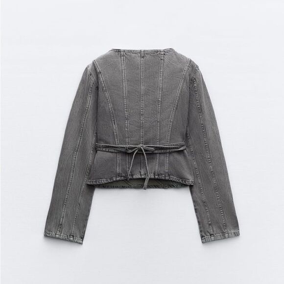 ZARA WRAP FRONT TRF DENIM SHIRT - Picture 3 of 6
